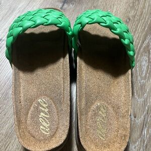 Aerie Green Braided Slide Sandals
